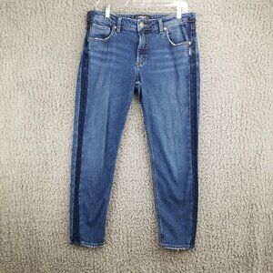 Silver Jeans Womens 28 Blue Stretch Denim Slim Side Striped Cropped *Read*